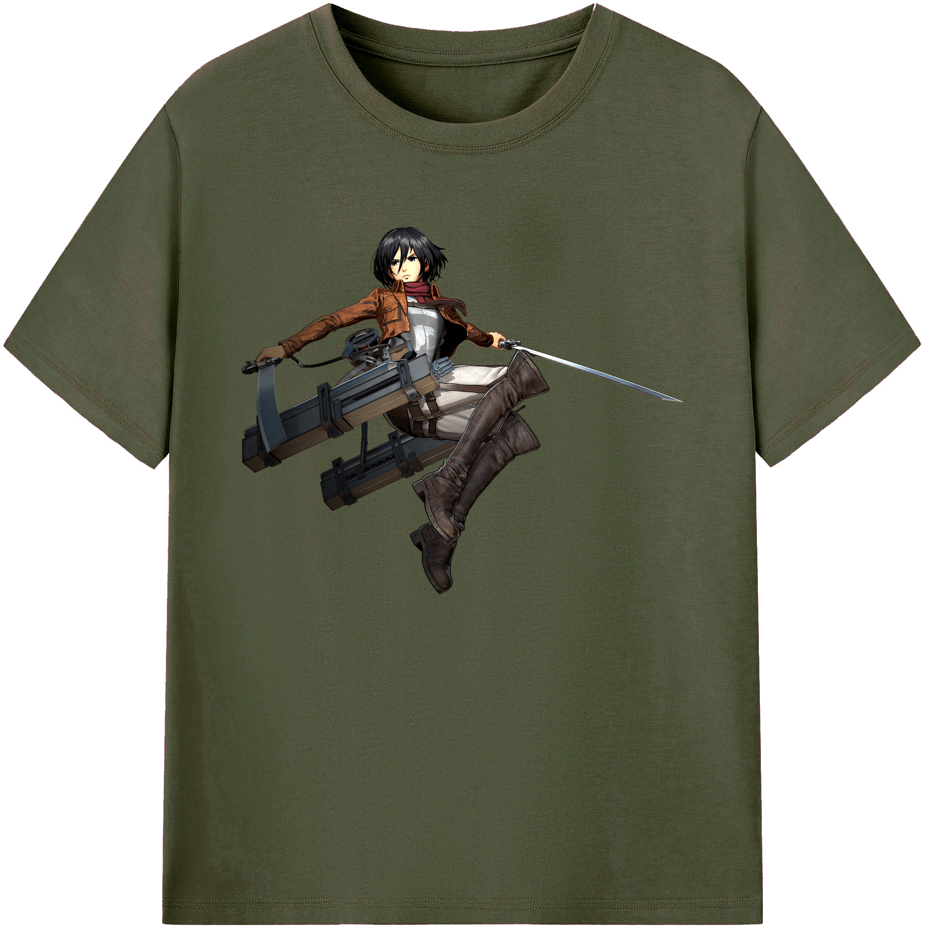 （画像用） 進撃の巨人 ミカサ·アッカーマン Attack on Titan Mikasa Ackerman 綿100％ メンズ半袖Tシャツ｜肌触りやわらか＆通気性